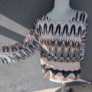 Chico's Pink Graphic 3/4 Sleeve Blouse